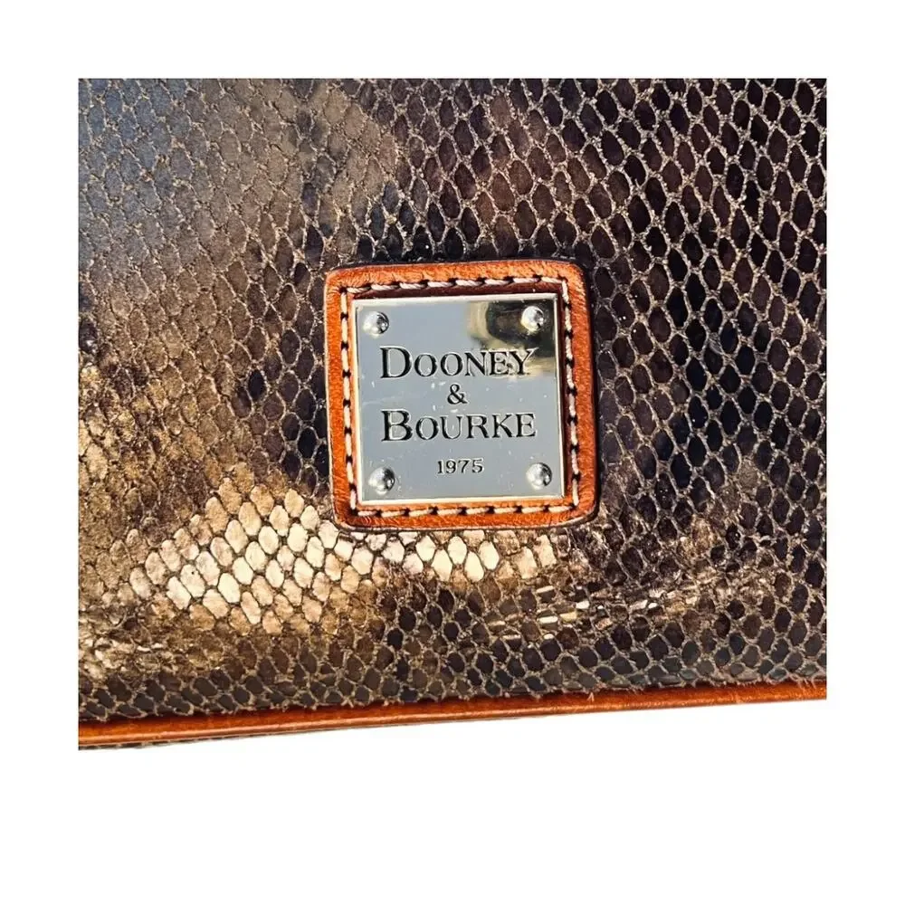 Dooney & Bourke Snakeskin Embossed Leather Letter Carrier Crossbody Metallic